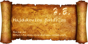 Hajdukovics Balázs névjegykártya